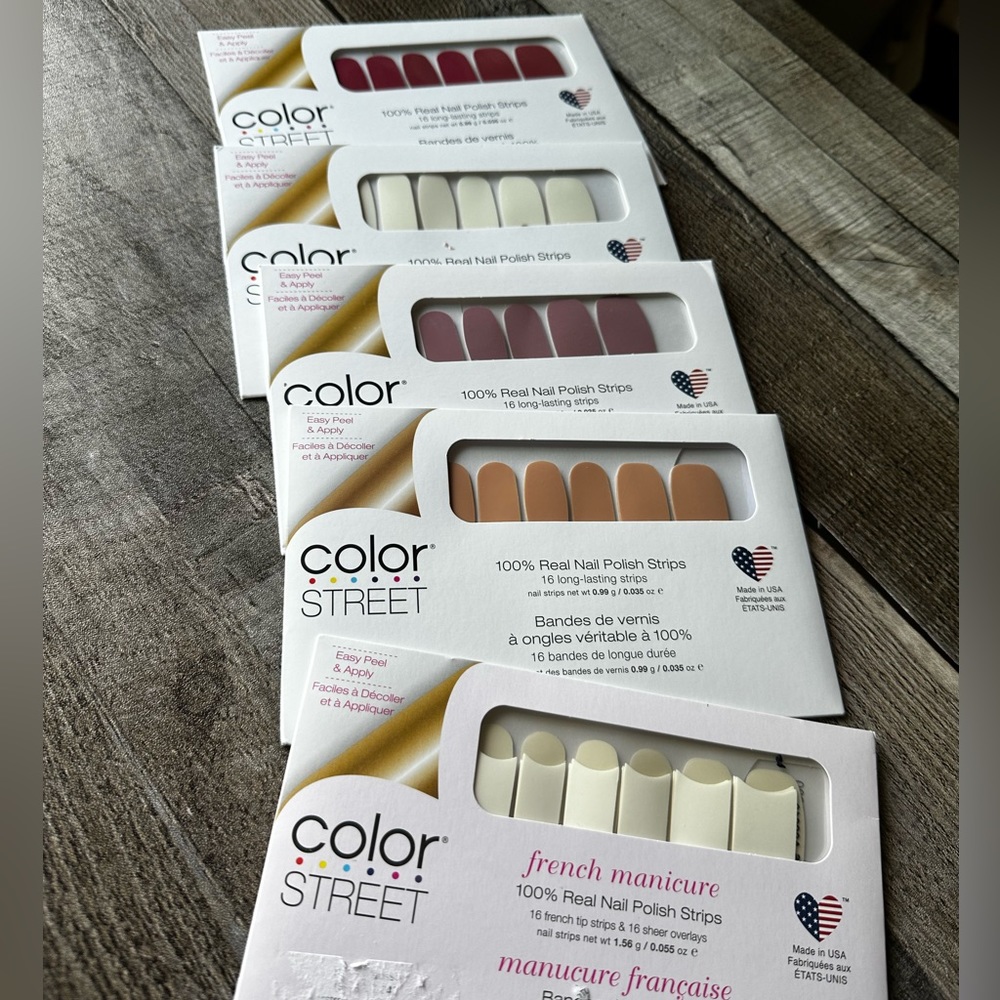 Color street lot of nails meet me in Paris, Munich mulberry, Swiss & tell